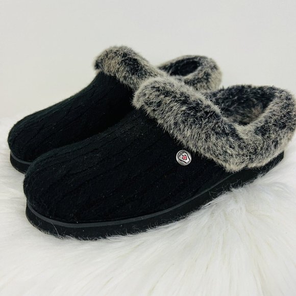 Bobs By Skechers Shoes - Bobs For Skechers Black Knit & Faux Fur Keepsakes Ice Angel Memory Foam ~ Size 8